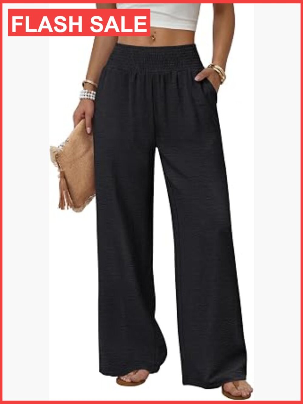 High Waist Wide Leg Pants with Pockets Casual Lounge Trousers